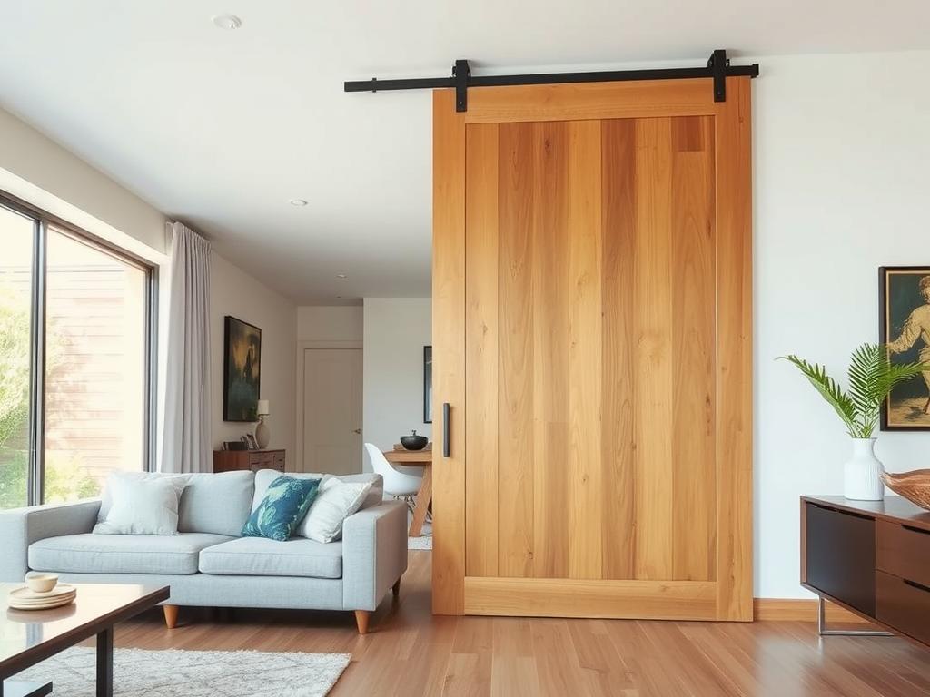 Holzschiebetür als Raumteiler zwischen Wohn- und Esszimmer Holzschiebetür als Raumteiler zwischen Wohn- und Esszimmer