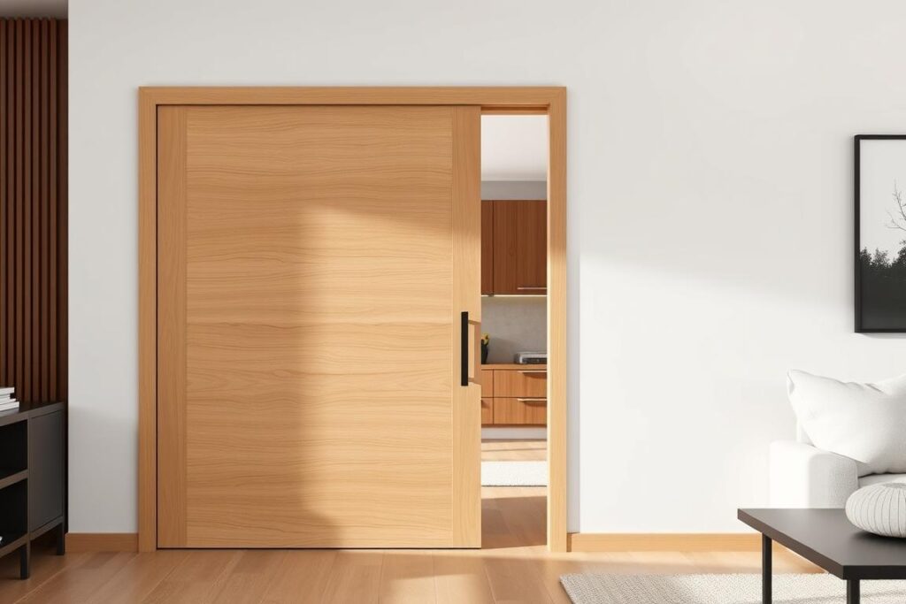 Moderne minimalistische Holzschiebetür Moderne minimalistische Holzschiebetür