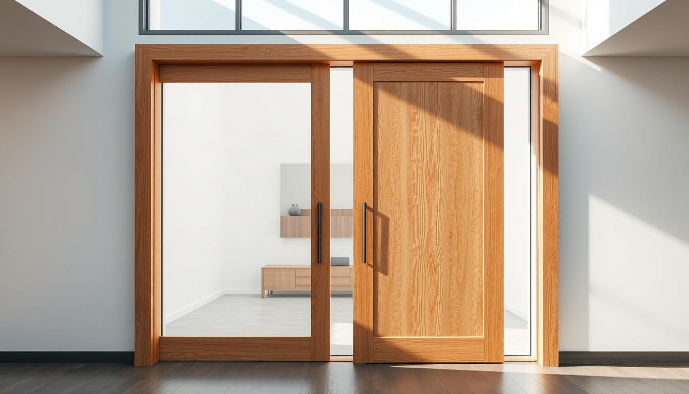 holztür mit glas