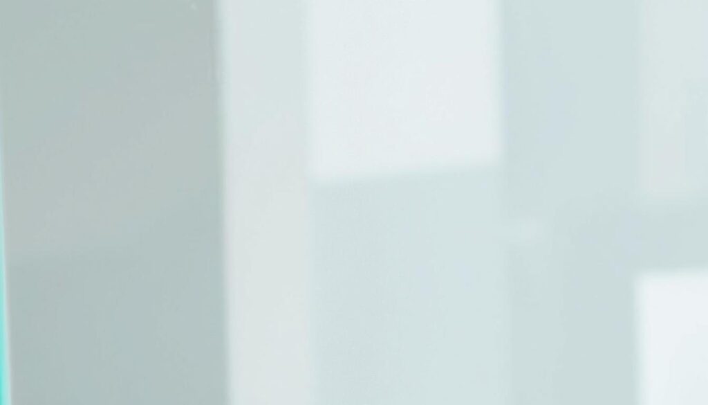 A high-quality, well-lit close-up photograph of a tempered glass sheet with a smooth, lustrous surface. The glass appears thick and sturdy, with a slight haze and a subtle textural pattern that suggests its safety-enhanced composition. The lighting is bright yet soft, creating a clean, modern aesthetic that highlights the material's clarity and durability. The image captures the glass in a way that conveys a sense of reliability, longevity, and suitability for use in a kitchen environment.