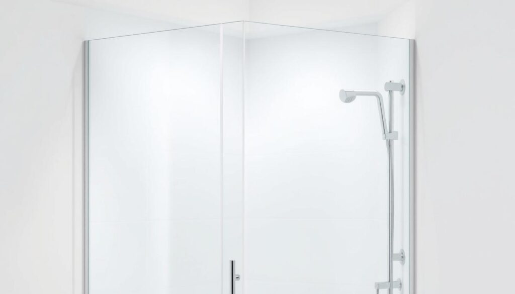 A well-lit and elegantly designed 80x80 shower enclosure, showcasing a sleek glass sidewall with a seamless, customizable configuration. The sidewall's clean lines and contemporary aesthetic create an airy, spa-like ambiance, perfectly suited for a small bathroom. Soft, diffused lighting from above illuminates the transparent glass panels, adding depth and a sense of openness to the space. The sidewall's modular design allows for precise tailoring to the user's needs, ensuring a perfect fit and maximizing the available square footage. The overall composition conveys a harmonious blend of functionality and refined style, elevating the everyday shower experience.