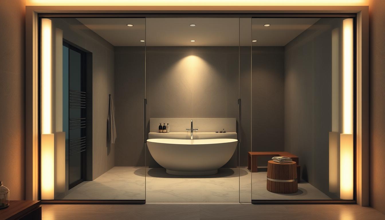 glasschiebetür badezimmer
