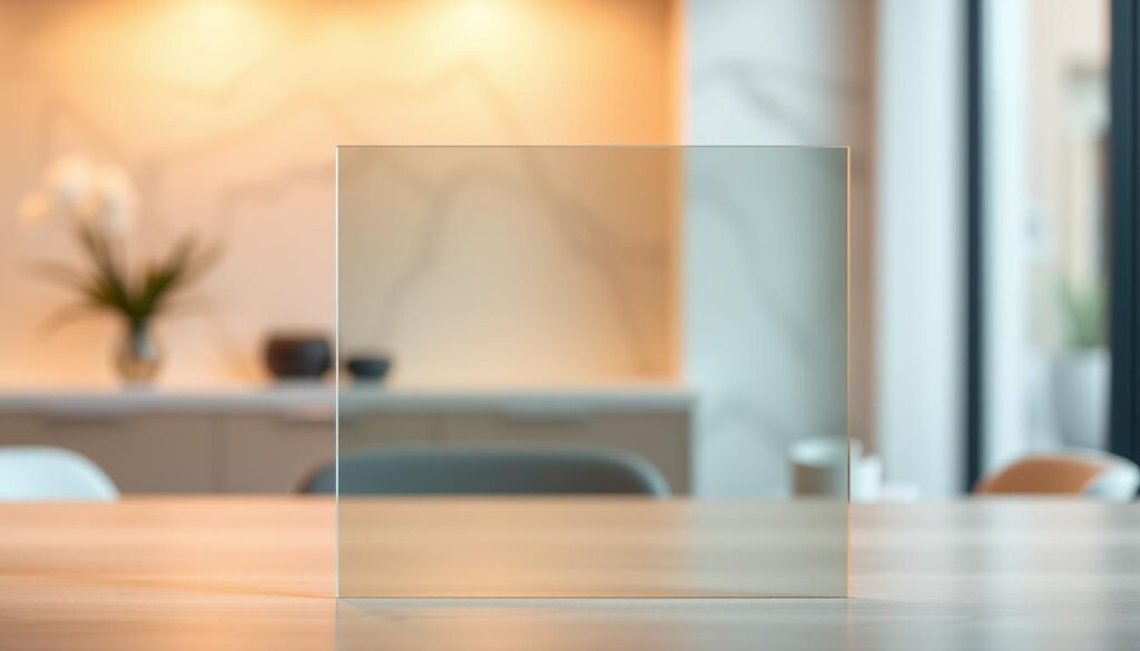 A high-quality, 6mm thick safety glass panel, precisely measured and custom-fabricated to a maximum size of 250cm. The glass appears flawlessly smooth and transparent, reflecting the warm, diffused lighting in the scene. The material exhibits a subtle, slightly tinted hue, suggesting a premium, tempered composition. The panel is positioned in the foreground, capturing the viewer's attention with its clean, minimalist aesthetic. Behind it, a blurred, abstract background conveys a sense of depth and modern elegance, complementing the glass's sleek, sophisticated design. A high-quality, 6mm thick safety glass panel, precisely measured and custom-fabricated to a maximum size of 250cm. The glass appears flawlessly smooth and transparent, reflecting the warm, diffused lighting in the scene. The material exhibits a subtle, slightly tinted hue, suggesting a premium, tempered composition. The panel is positioned in the foreground, capturing the viewer's attention with its clean, minimalist aesthetic. Behind it, a blurred, abstract background conveys a sense of depth and modern elegance, complementing the glass's sleek, sophisticated design.