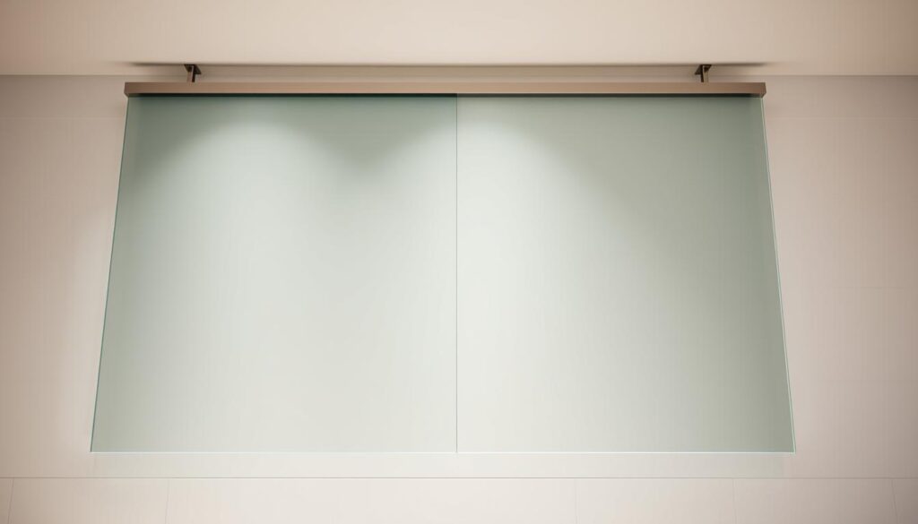 A modern, high-quality glass sliding door system for kitchen spritzschutz, mounted without drilling on tiles, plaster, or wallpaper. The glass panel appears to float effortlessly, creating a sleek, minimalist aesthetic. Soft, even lighting illuminates the transparent surface, showcasing its crystal-clear quality. The installation is captured from a low angle, emphasizing the seamless integration with the kitchen's surfaces. The overall mood is one of sophistication, functionality, and a streamlined, contemporary design sensibility. A modern, high-quality glass sliding door system for kitchen spritzschutz, mounted without drilling on tiles, plaster, or wallpaper. The glass panel appears to float effortlessly, creating a sleek, minimalist aesthetic. Soft, even lighting illuminates the transparent surface, showcasing its crystal-clear quality. The installation is captured from a low angle, emphasizing the seamless integration with the kitchen's surfaces. The overall mood is one of sophistication, functionality, and a streamlined, contemporary design sensibility.