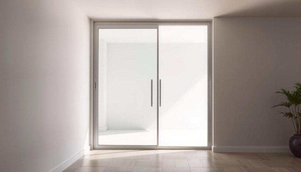 A modern, sleek glass door with a minimalist aesthetic, showcasing the durability and versatility of safety glass. The door stands in a well-lit, contemporary interior, casting a soft, even illumination that highlights the material's translucency and clarity. The frameless design creates an uninterrupted flow between the living space and the outside, seamlessly integrating the architectural element. The angled camera perspective emphasizes the door's elegant silhouette and the clean lines that define its form, conveying a sense of sophistication and attention to detail. A modern, sleek glass door with a minimalist aesthetic, showcasing the durability and versatility of safety glass. The door stands in a well-lit, contemporary interior, casting a soft, even illumination that highlights the material's translucency and clarity. The frameless design creates an uninterrupted flow between the living space and the outside, seamlessly integrating the architectural element. The angled camera perspective emphasizes the door's elegant silhouette and the clean lines that define its form, conveying a sense of sophistication and attention to detail.
