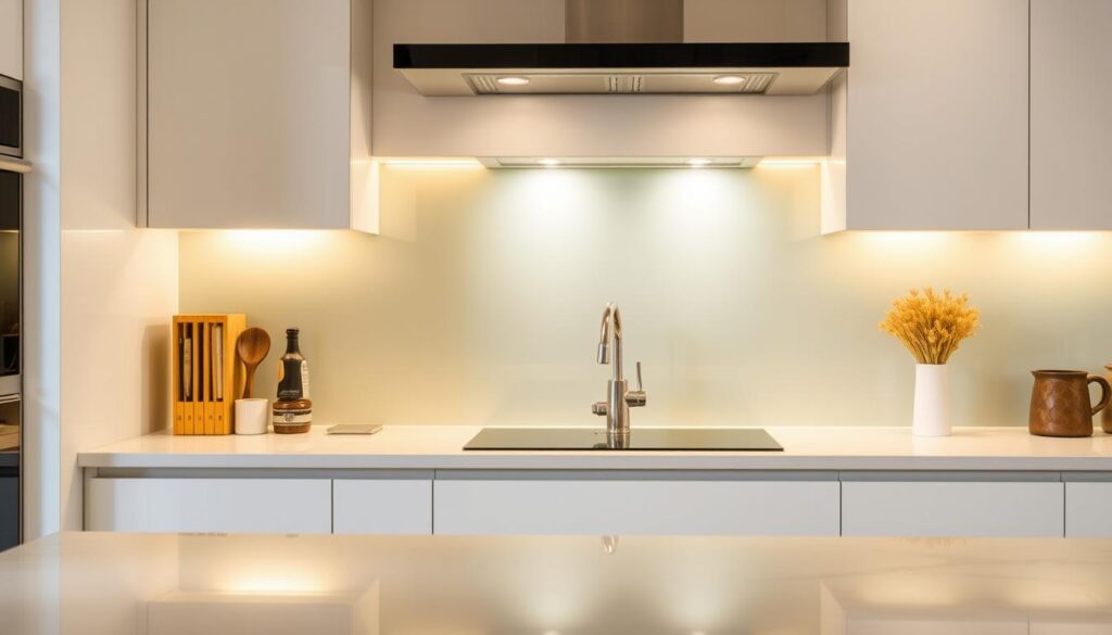 A modern, well-designed kitchen featuring a high-quality glass splash guard. The splash guard is seamlessly integrated into the kitchen's backsplash, creating a sleek and elegant look. The glass is tempered and scratch-resistant, providing durable protection against spills and splatters. The surface reflects the warm, indirect lighting, creating a soft, inviting ambiance. The splash guard is available in a variety of colors and patterns, allowing the homeowner to customize it to their personal style and the overall aesthetic of the kitchen. The image should capture the versatility and visual appeal of this functional yet stylish kitchen feature. A modern, well-designed kitchen featuring a high-quality glass splash guard. The splash guard is seamlessly integrated into the kitchen's backsplash, creating a sleek and elegant look. The glass is tempered and scratch-resistant, providing durable protection against spills and splatters. The surface reflects the warm, indirect lighting, creating a soft, inviting ambiance. The splash guard is available in a variety of colors and patterns, allowing the homeowner to customize it to their personal style and the overall aesthetic of the kitchen. The image should capture the versatility and visual appeal of this functional yet stylish kitchen feature.