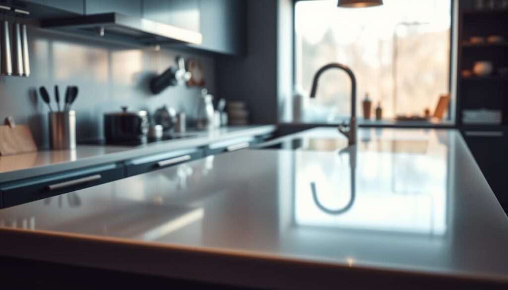 A sleek and modern kitchen countertop, bathed in soft, warm lighting. In the foreground, a seamless glass splash guard in a clean, minimalist design, gently reflecting the light. The splash guard extends along the length of the counter, creating a harmonious and cohesive visual flow. The middle ground features an array of high-quality kitchen utensils and appliances, all neatly arranged, hinting at the functionality and practicality of the space. In the background, a subtle, blurred view of the rest of the kitchen, suggesting a larger, well-designed environment. The overall mood is one of sophistication, efficiency, and attention to detail, perfectly capturing the essence of a "Spritzschutz Konfiguration" for a modern, premium kitchen. A sleek and modern kitchen countertop, bathed in soft, warm lighting. In the foreground, a seamless glass splash guard in a clean, minimalist design, gently reflecting the light. The splash guard extends along the length of the counter, creating a harmonious and cohesive visual flow. The middle ground features an array of high-quality kitchen utensils and appliances, all neatly arranged, hinting at the functionality and practicality of the space. In the background, a subtle, blurred view of the rest of the kitchen, suggesting a larger, well-designed environment. The overall mood is one of sophistication, efficiency, and attention to detail, perfectly capturing the essence of a "Spritzschutz Konfiguration" for a modern, premium kitchen.