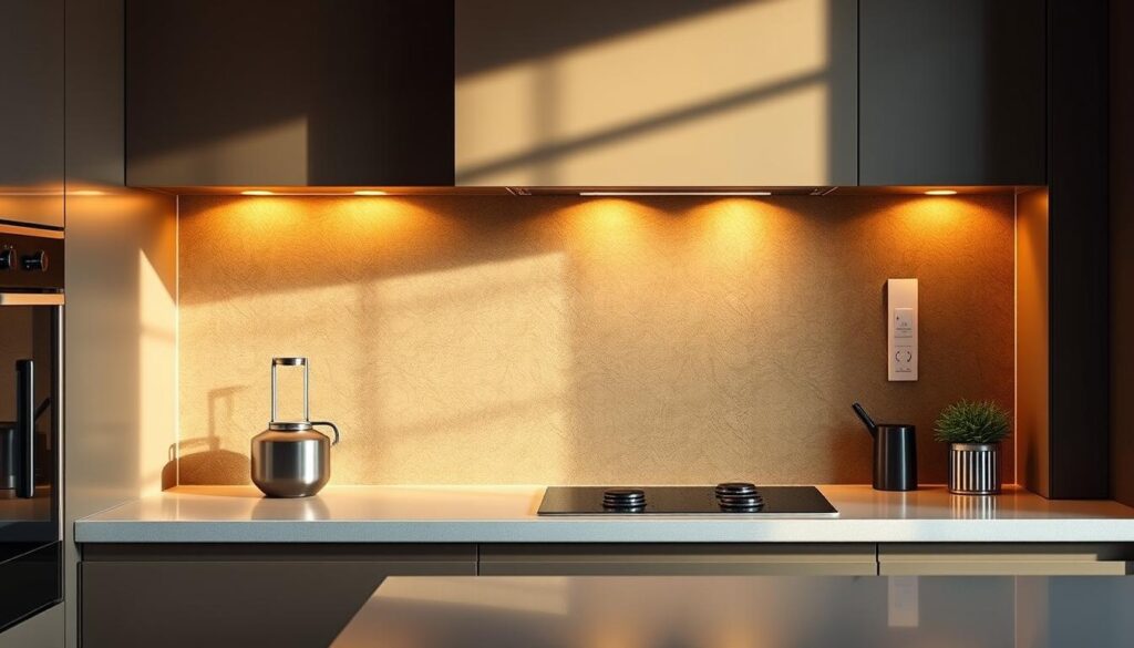 A sleek and modern kitchen with a vibrant glass backsplash, capturing the essence of "motiv glas küche". The glass is a muted, earthy tone, featuring a subtle abstract pattern that plays with light and shadow, creating a captivating visual texture. The kitchen is bathed in warm, directional lighting, casting a cozy glow on the surrounding cabinetry and countertops. The glass backsplash acts as the focal point, seamlessly blending form and function, elevating the overall design. The scene exudes a sense of sophistication and style, perfectly suited for the "Design, Motive und Farben: Ihre Glasrückwand als Hingucker" section of the article. A sleek and modern kitchen with a vibrant glass backsplash, capturing the essence of "motiv glas küche". The glass is a muted, earthy tone, featuring a subtle abstract pattern that plays with light and shadow, creating a captivating visual texture. The kitchen is bathed in warm, directional lighting, casting a cozy glow on the surrounding cabinetry and countertops. The glass backsplash acts as the focal point, seamlessly blending form and function, elevating the overall design. The scene exudes a sense of sophistication and style, perfectly suited for the "Design, Motive und Farben: Ihre Glasrückwand als Hingucker" section of the article.