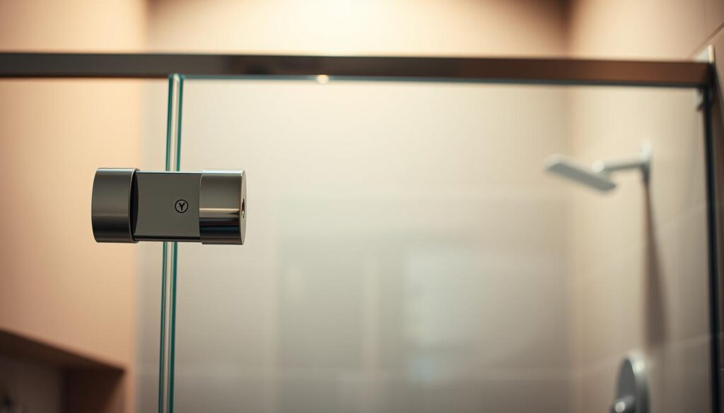 A sleek, modern glass shower enclosure, showcasing the exceptional quality and craftsmanship of German engineering. In the foreground, precision-engineered hinges and fittings gleam under the soft, warm lighting, highlighting the attention to detail and durability. The middle ground features a seamless glass panel, its flawless transparency and smooth edges testifying to the advanced manufacturing techniques. In the background, a subtle pattern or texture in the glass adds visual interest, while the overall composition conveys a sense of elegant simplicity and timeless design. The scene exudes a sense of sophistication, emphasizing the superior quality and enduring reliability of "Qualität made in Germany". A sleek, modern glass shower enclosure, showcasing the exceptional quality and craftsmanship of German engineering. In the foreground, precision-engineered hinges and fittings gleam under the soft, warm lighting, highlighting the attention to detail and durability. The middle ground features a seamless glass panel, its flawless transparency and smooth edges testifying to the advanced manufacturing techniques. In the background, a subtle pattern or texture in the glass adds visual interest, while the overall composition conveys a sense of elegant simplicity and timeless design. The scene exudes a sense of sophistication, emphasizing the superior quality and enduring reliability of "Qualität made in Germany".