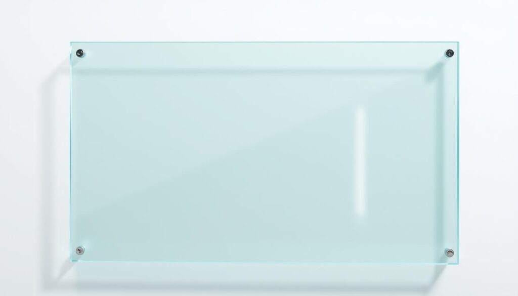 A high-quality, expertly crafted tempered glass panel in a sleek, modern design. The glass appears flawlessly clear, with a smooth, reflective surface that catches the light in a soft, diffused glow. The edges are precision-cut and polished to a gleaming finish, exuding a sense of durability and safety. The glass is positioned against a plain, neutral-toned background, allowing its inherent beauty and quality to take center stage. The lighting is subtle and natural, illuminating the glass from multiple angles to showcase its exceptional clarity and strength. This image conveys the superior craftsmanship and safety features of einscheibensicherheitsglas, perfectly complementing the article's focus on quality and stability.