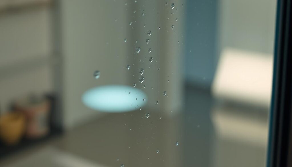 A pristine glass surface glistens under soft, diffused lighting, showcasing the intricate nano-scale details of a high-performance glass sealant. The transparent coating appears seamless, reflecting the surrounding environment while providing a crystal-clear, water-repellent barrier. Subtle specular highlights dance across the smooth, unblemished surface, hinting at the exceptional durability and long-lasting protection offered by this specialized glass care product. The overall scene conveys a sense of refinement, cleanliness, and the cutting-edge technology behind this premium glass nano-sealant solution.